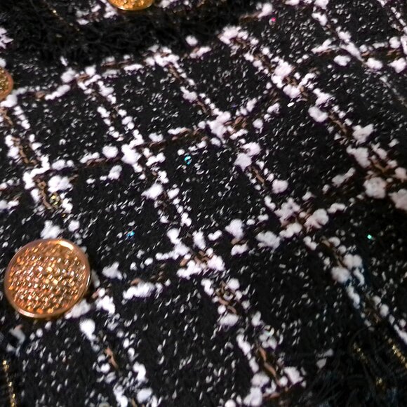 Woman's Jacket Plaid Tweed XXL black classic elegant - Picture 9 of 11